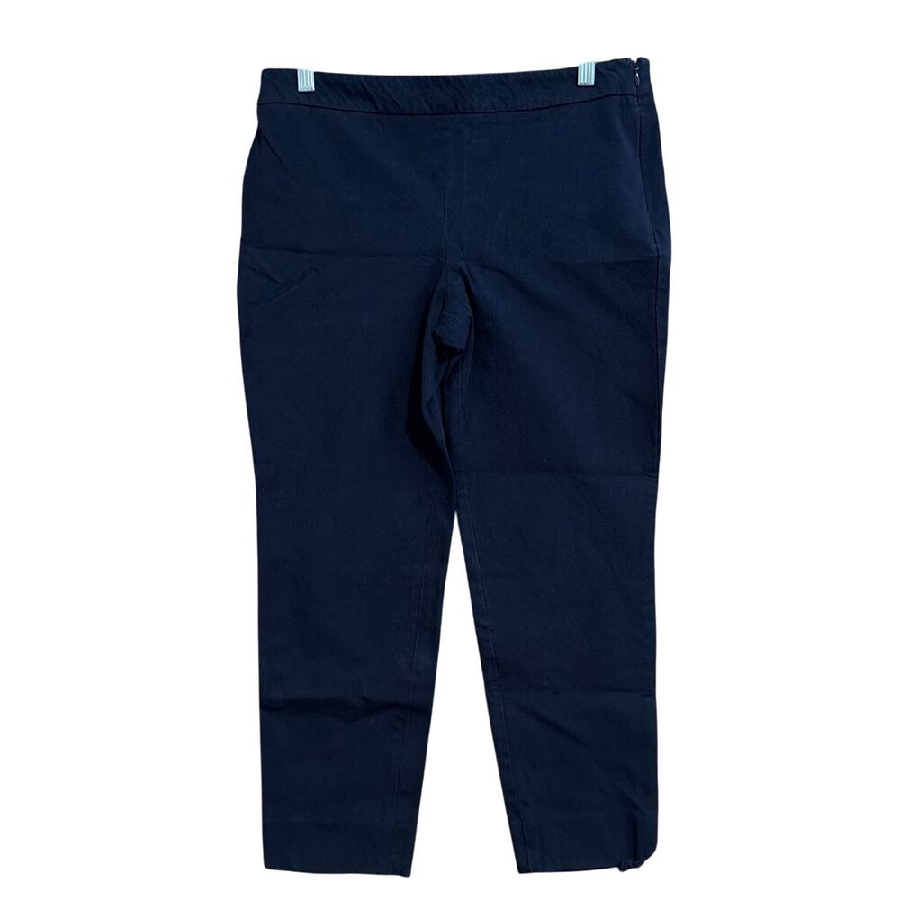 Talbots Womens Pants Navy Blue Petite Side Zip Flat Front Ankle Stretch 8P